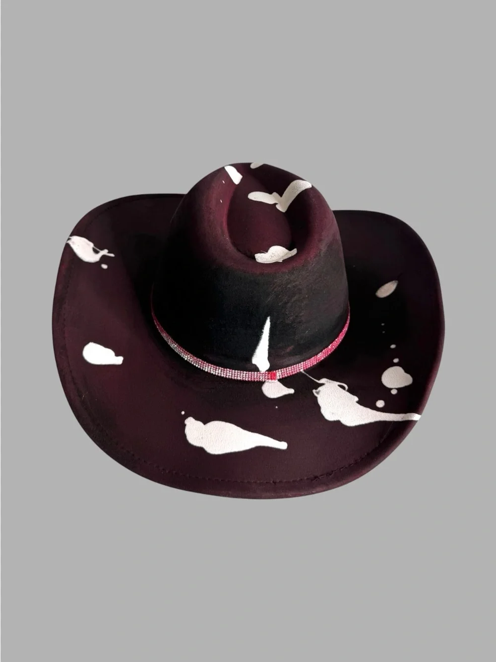 Custom Burgundy star rhinestone western Cowboy hat